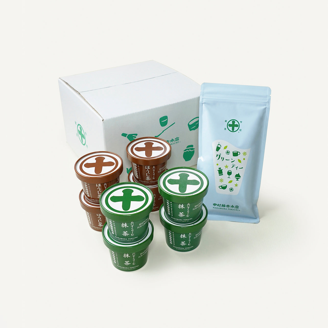 アイスクリーム［抹茶×4・ほうじ茶×4］・グリーンティー詰合せ – 中村 