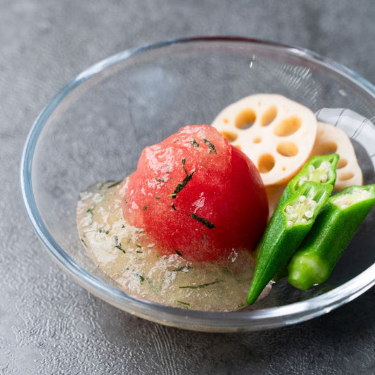 【冷製】中村茶のだしジュレ 〜夏野菜添え〜
