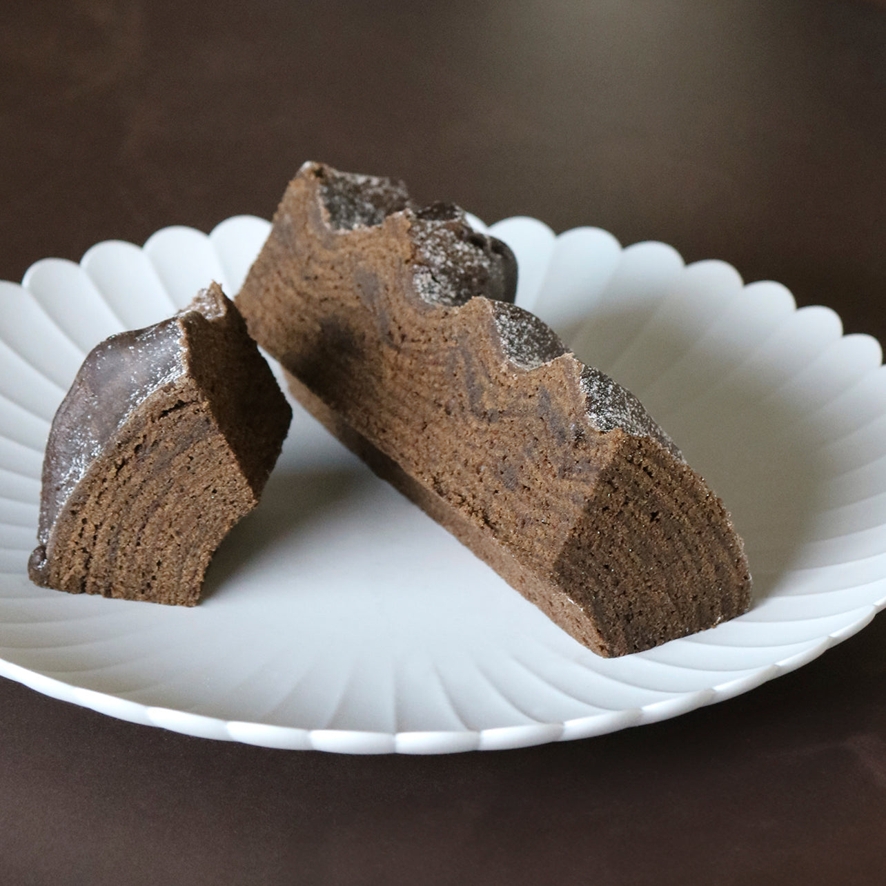 Roasted green tea baumkuchen and chestnut financier assortment