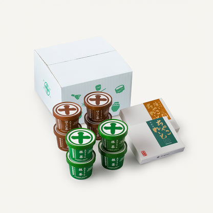 濃厚な抹茶や香ばしいほうじ茶のアイスクリーム,生ちゃこれーとの詰合せ